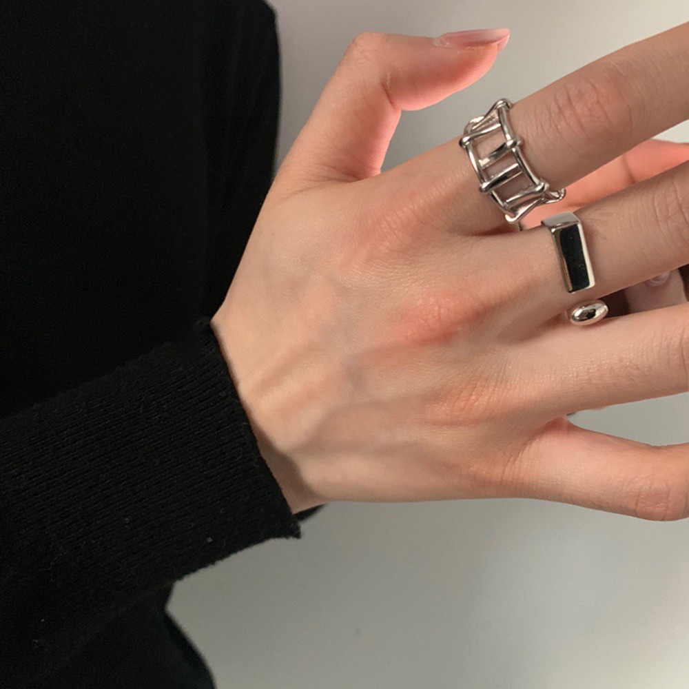 Nhẫn Dạng Dây Xích Hở Màu Sắc Cá Tính Phong Cách Harajuku Cho Nữ