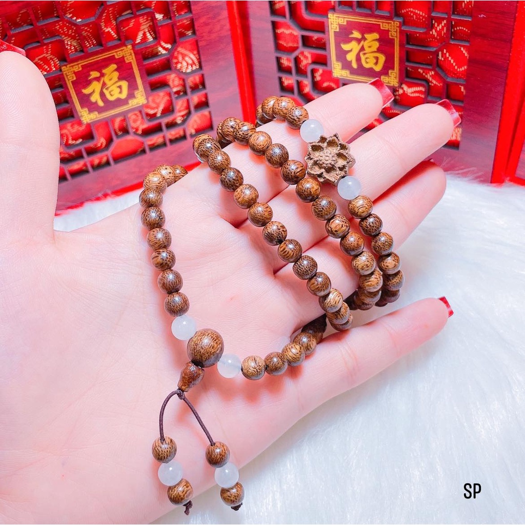 VÒNG TAY TRẦM HƯƠNG HOA SEN ĐÁ PHONG THỦY 6MM