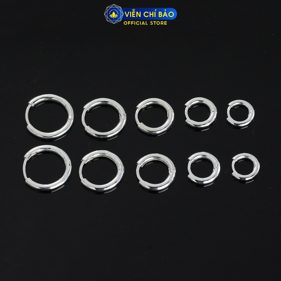 Khuyên tai bạc nam tai tròn trơn Basic chất liệu bạc 925 trang sức phụ kiện thời trang nam Viễn Chí Bảo B400071