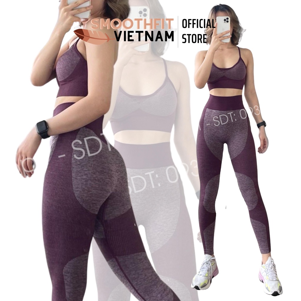 Bộ Quần Áo Tập Gym Nữ SmoothFitVN BD06 Có Mút Ngực , Vải Thoáng Mát Co Dãn 4 Chiều .