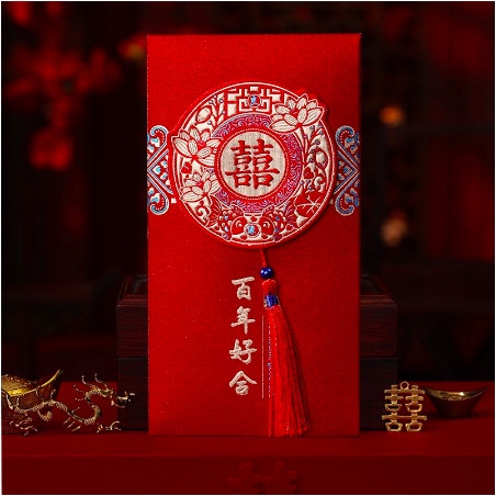 Bao lì xì cưới, chữ hỷ 3 chiều - giấy lụa nhũ cao cấp, bao cứng cáp, đứng form, lì xì đặt mâm tráp, lễ ăn hỏi hàng đẹp