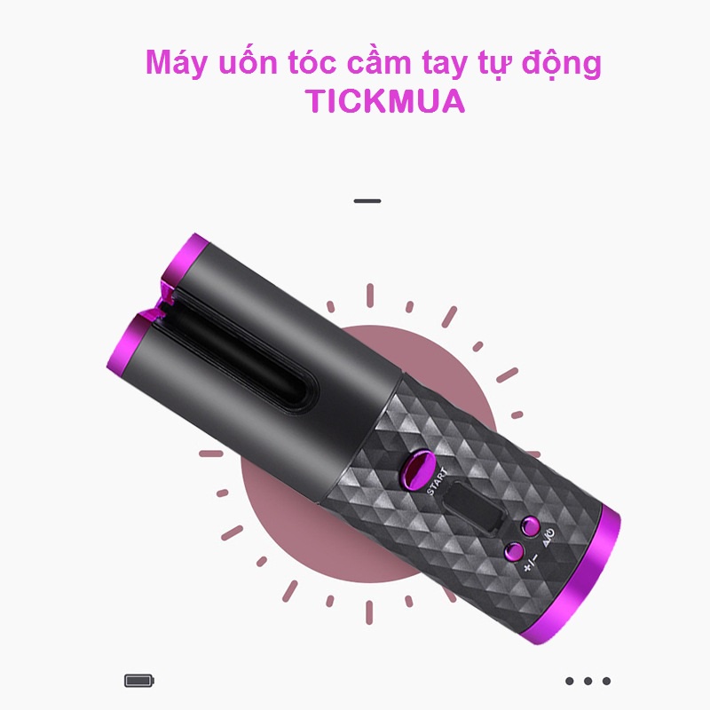 Máy uốn tóc tự động xoay sạc pin không dây - Màn hình LCD hiển thị nhiệt - Thiết kế 2 lớp, chống phỏng - TM021