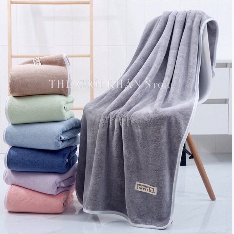 Khăn Tắm Siêu Dày Siêu Thấm Hút - Khổ 70x140 cho cả nam và nữ - Khăn tắm loại dày bọc viền mềm mịn hút nước tốt
