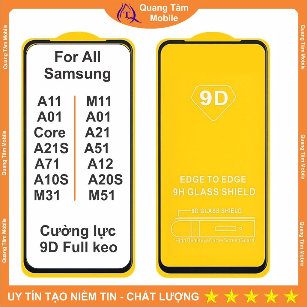 Cường lực full màn 9D dành cho các dòng Samsung A01, A01 Core, M21, M31, M11, A12, A21S....