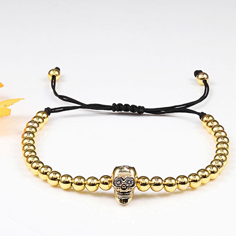 Vòng Tay Bện Dây Nylon Mặt Đầu Lâu Phong Cách Halloween Cho Nam