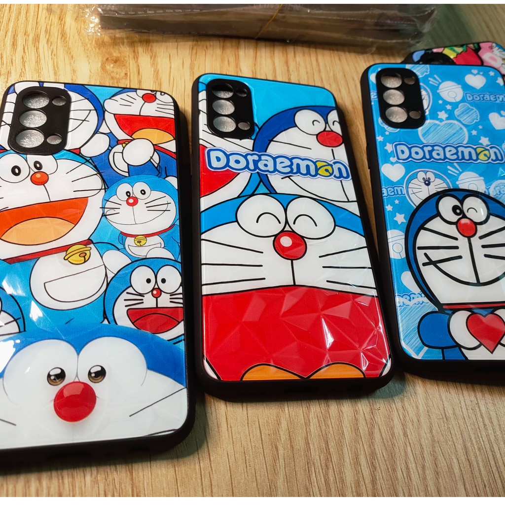 Ốp lưng OPPO Reno 4 giả kính Mèo Doremon, Mèo Kitty