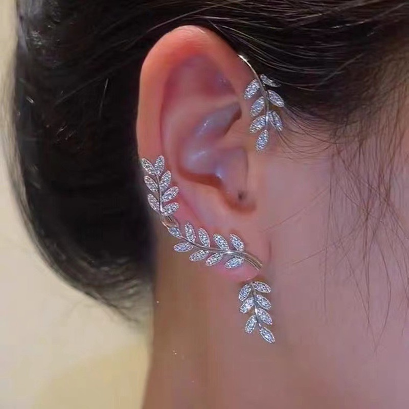 1 Khuyên tai MANYUE hình hoa tuyết/hoa/tua rua/lá/bướm không cần xỏ lỗ thời trang phong cách Hàn Quốc