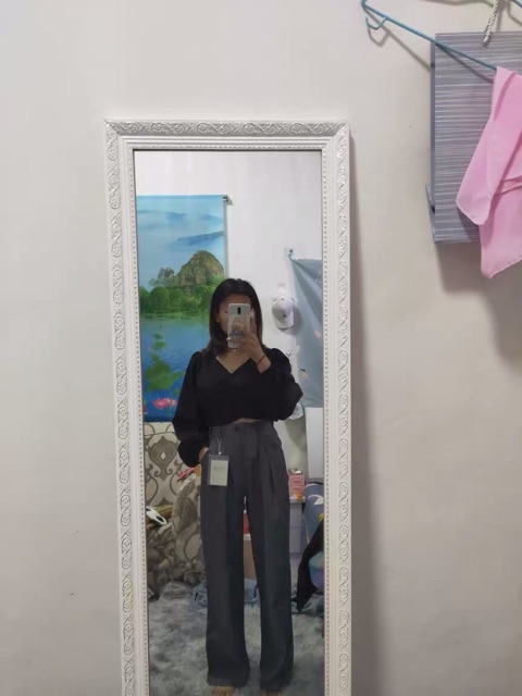 QUẦN TÂY ỐNG SUÔNG NỮ LƯNG CAO LƯNG PHỐI HAI NÚT GÀI ULZZANG BIGSIZE quần culottes ống rộng