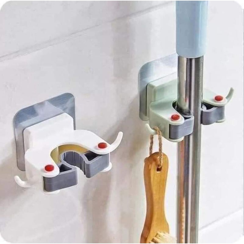Kẹp dán tường treo cây lau nhà, chổi thông minh không cần khoan - đóng đinh trên tường nhà