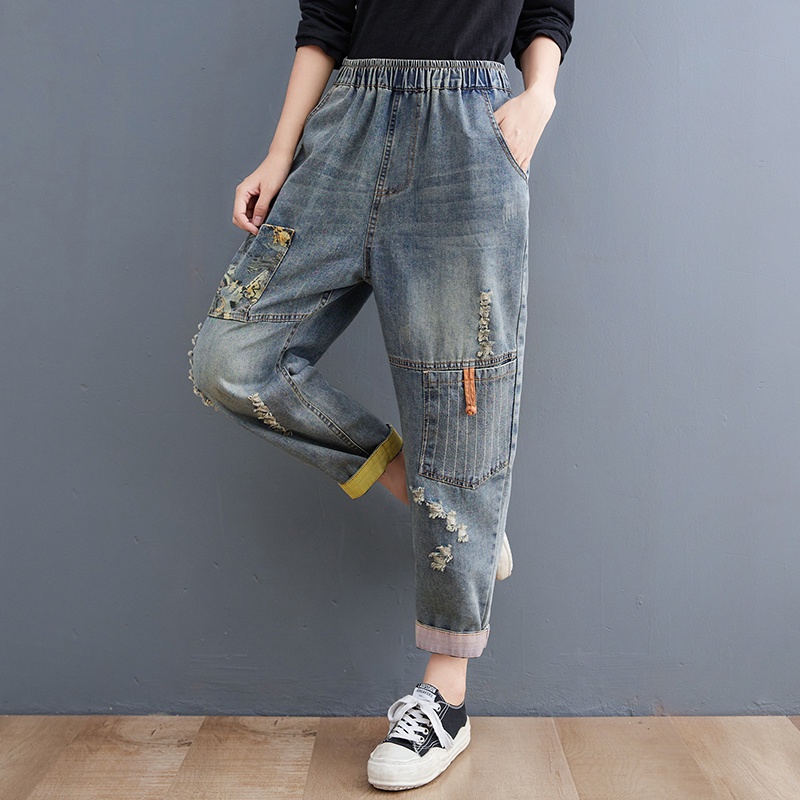 G57 Quần jean baggy big size freesize thoải mái rộng rãi phong cách Hàn Quốc thời trang