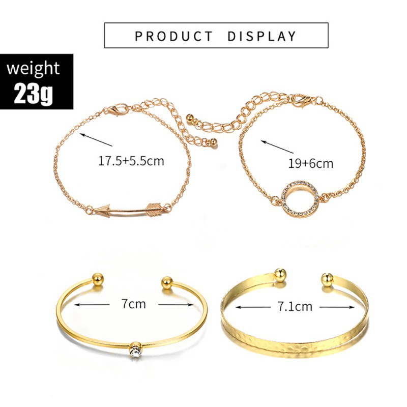 Set 4 vòng tay đính đá thời trang dành cho nữ