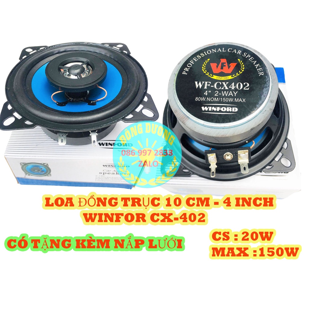 LOA OTO  ĐỒNG TRỤC 10CM WINFORD 402 - KÈM  NẮP - WINCX402 - GIÁ MỘT LOA