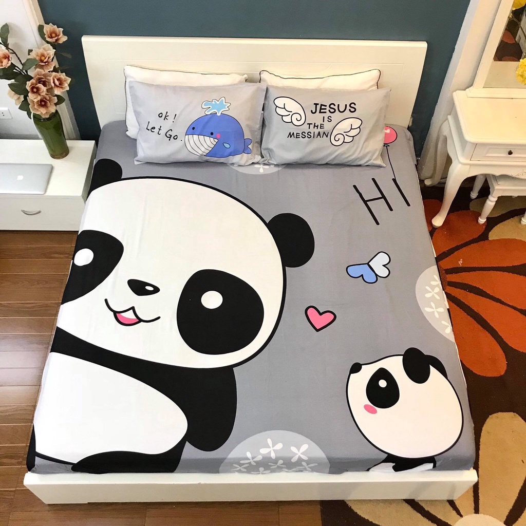 Bộ ga giường và vỏ gối cotton thun lạnh 100%, ga gối cotton dày mát đủ size nệm 1m2 1m5 1m6 1m8 2m Giá Rẻ