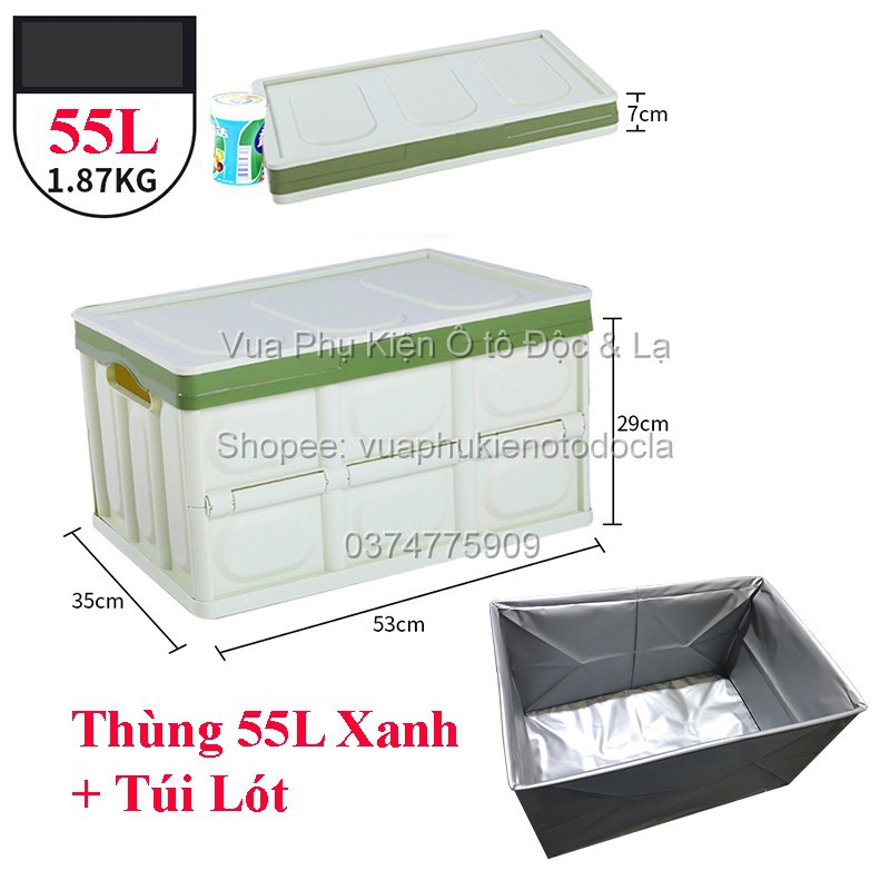 Thùng đựng đồ ô tô đa năng gấp gọn 55 lít - Để cốp sau, dùng trong gia đình - Loại lớn