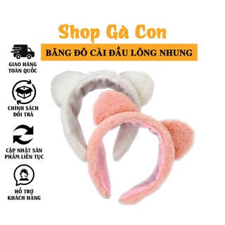 Băng Đô Cài Tóc Rửa Mặt Chất Liệu Lông Nhung Nhiều Màu Sắc Hình Tai Gấu