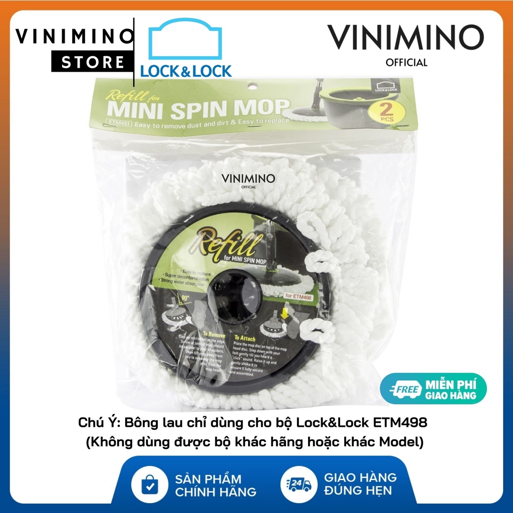 Set 2 bông lau nhà Model ETM451 dùng cho bộ LOCK LOCK ETM498 - Vinimino Store