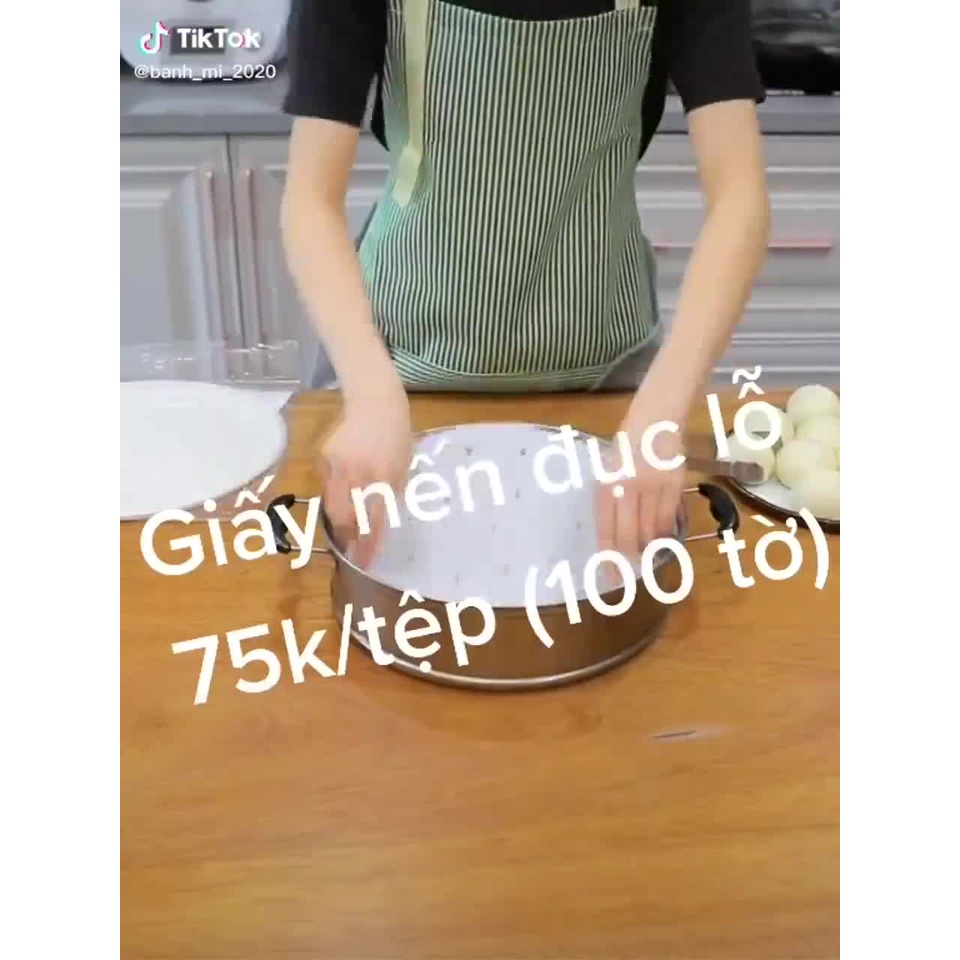 Sét 100 tờ Giấy nến đục lỗ SIZE 23CM / thếp lót đáy xửng, nồi chiên không dầu