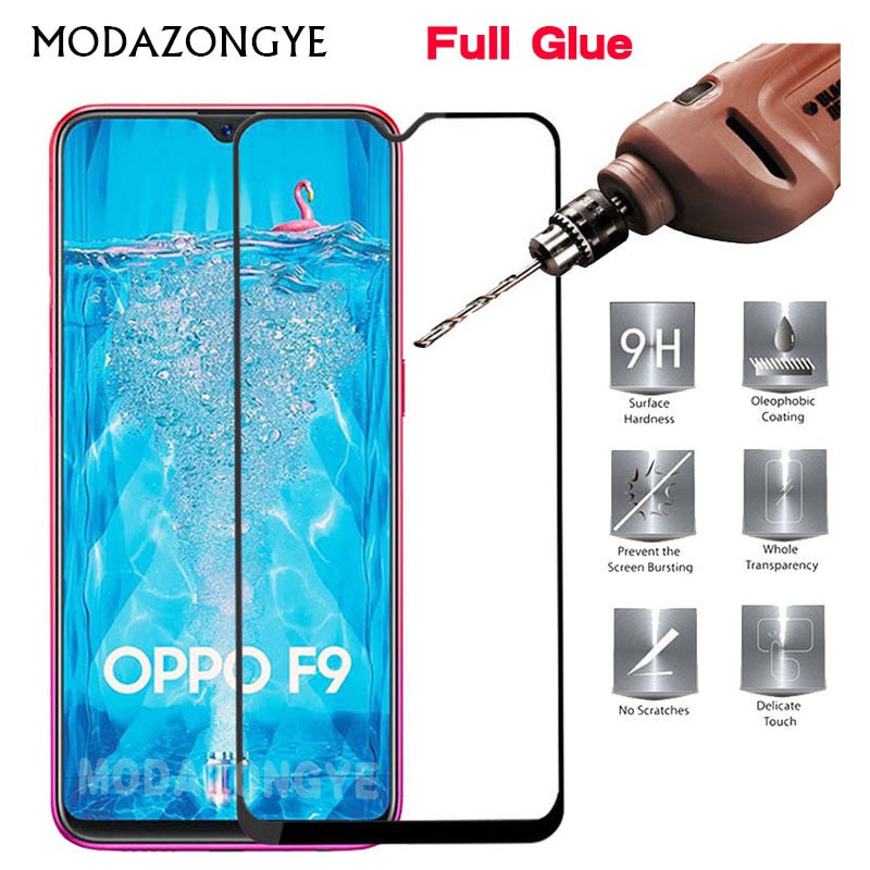 Kính Cường Lực OPPO F9 FULL Màn, FULL KEO Silicon