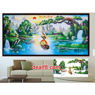 tranh đính đá phong  cảnh thuận buồm xuôi gió LV064 130*65cm
