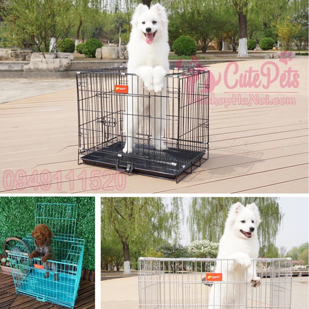 Lồng sơn tĩnh điện Nan dày Size M 60x42x51cm có thể gấp gọn - CutePets Phụ kiện chó mèo Pet shop Hà Nội