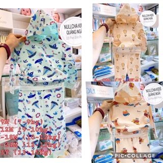 Bộ cotton dài tay Avaler có mũ cho bé