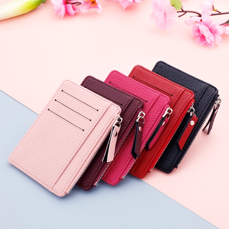 Ví JASMIN NOIR chất da PU dáng ngắn phối khóa kéo thiết kế đơn giản dành cho nữ
