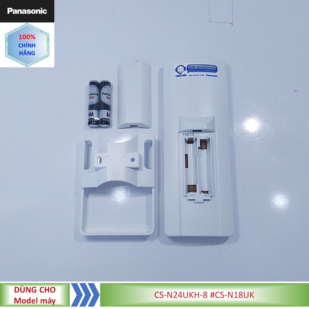 Phụ kiện [Remote chính hãng] Điều khiển điều hòa Panasonic model CS-N24UKH-8 #CS-N18UK+ Tặng cặp pin 3A