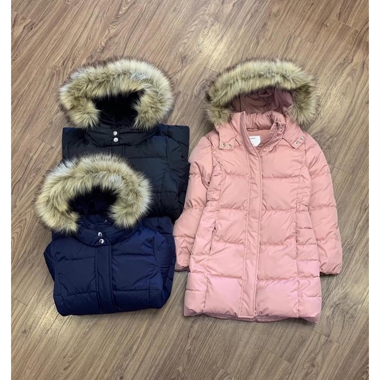 Áo phao hàng VNXK cao cấp mũ lông, áo khoác parka dáng dài lót nỉ cho bé gái lớn, áo khoác ấm mùa đông size to, cỡ đại