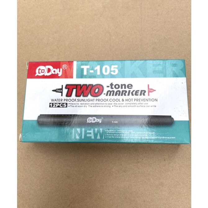 Hộp 12 bút dạ kính, dạ CD 2 đầu nhỏ T-105