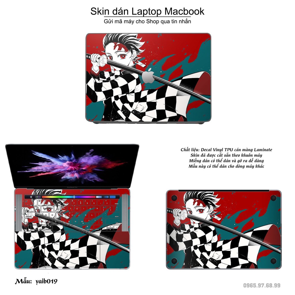 Skin dán Macbook mẫu Kimetsu No Yaiba (đã cắt sẵn, inbox mã máy cho shop)