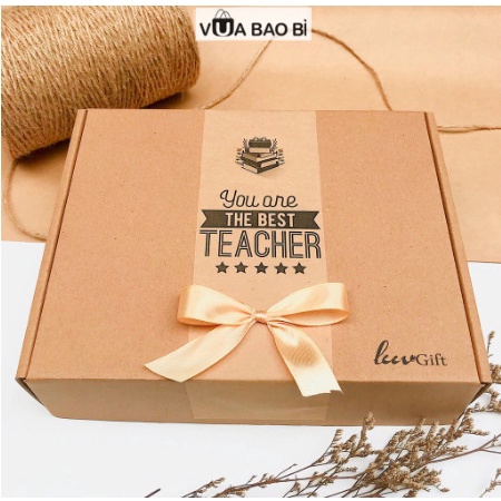 Hộp kraft thiết kế kèm túi quà kraft vintage, hộp quà sinh nhật, hộp dựng quà các dịp