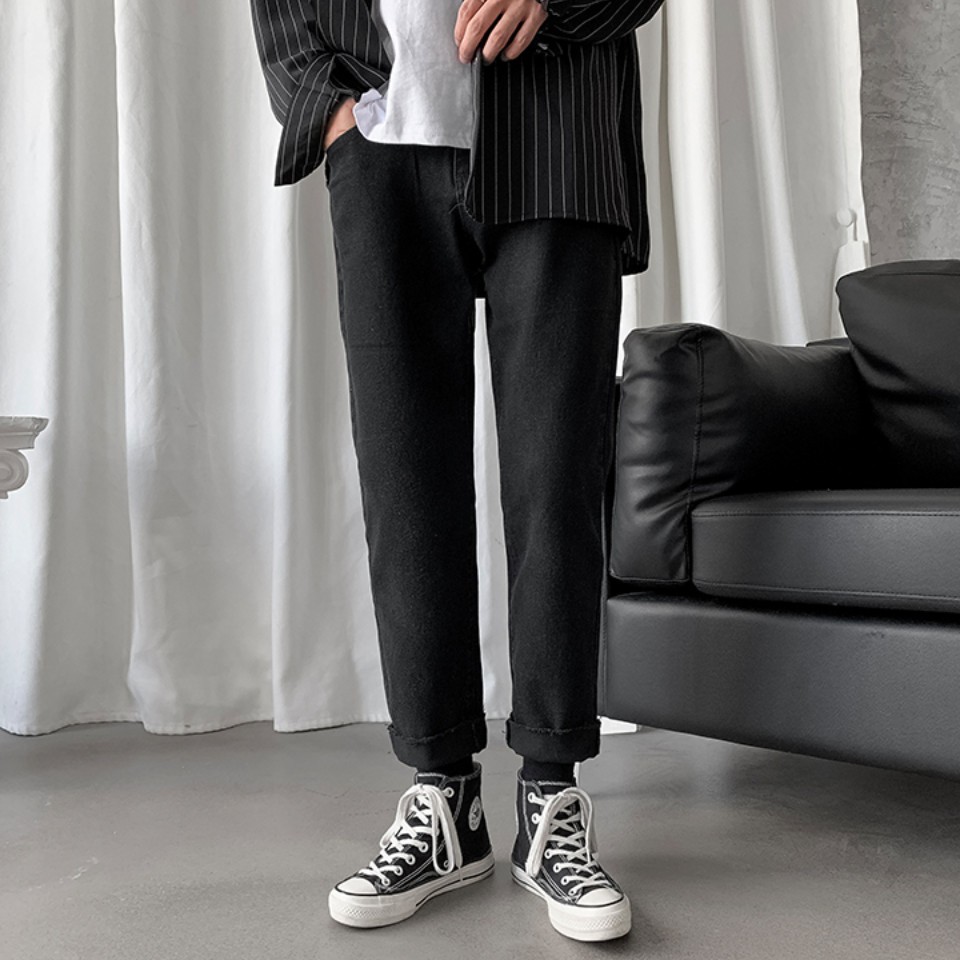 Quần Jean Baggy đen nam nữ ống rộng, dáng suông không phai màu | BigBuy360 - bigbuy360.vn