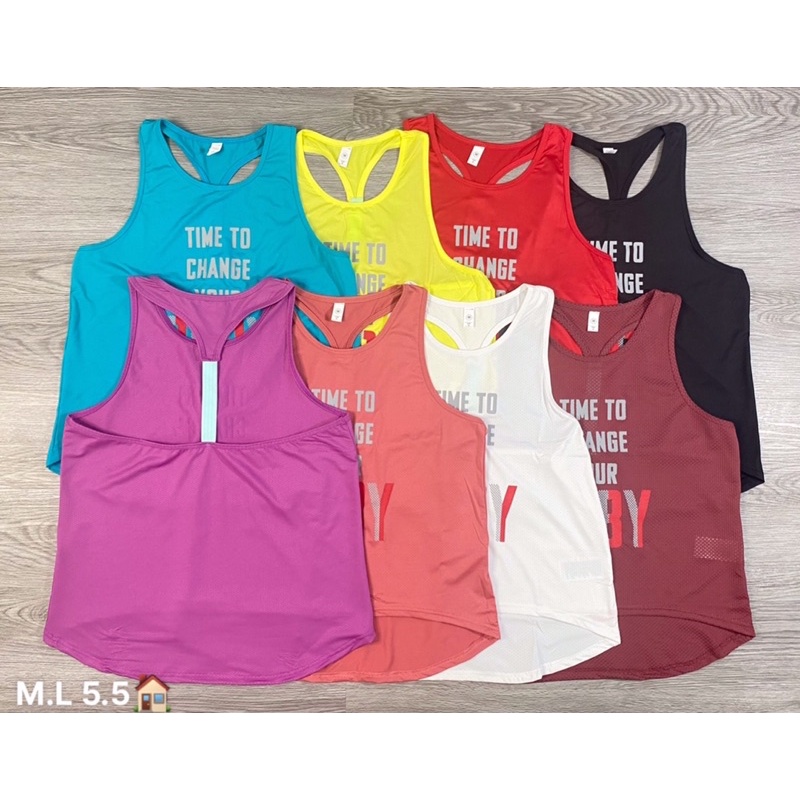 Áo tanktop dây Time to chang the body thể thao tập gym yoga nữ