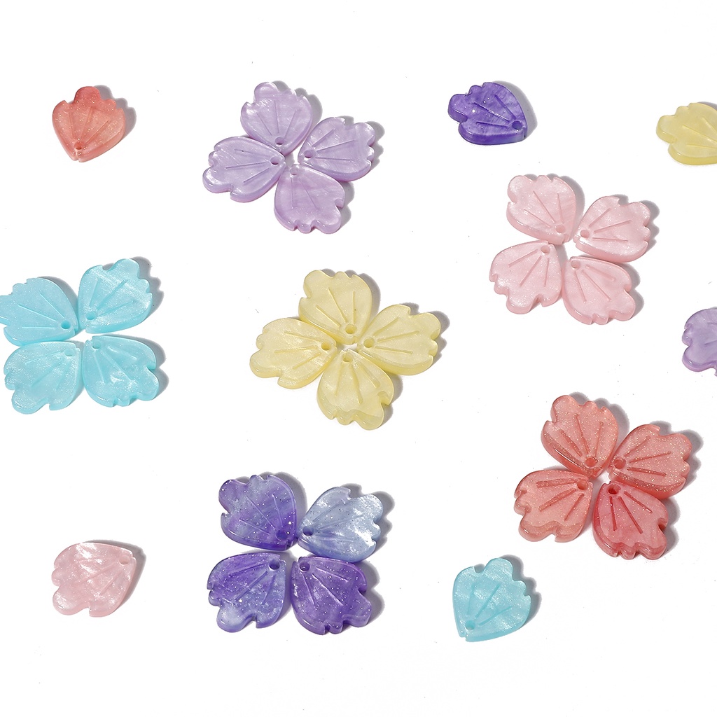 Set 10 phụ kiện làm trang sức thủ công hình cánh hoa bằng acrylic