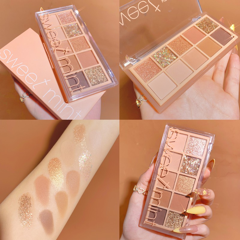 Bảng phấn mắt nhũ lì 10 ô Sweet Mint Chữ T Lệch Sena Beauty | BigBuy360 - bigbuy360.vn