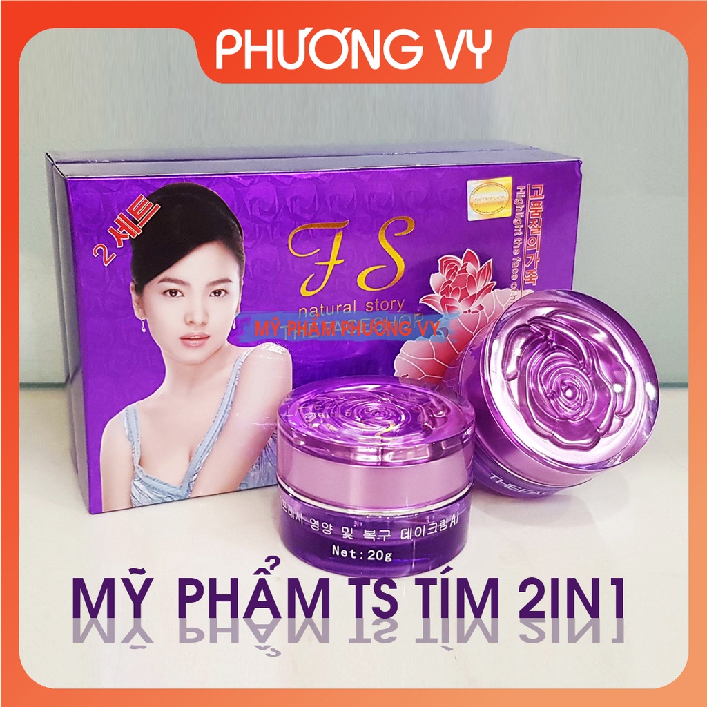 [CHÍNH HÃNG] COMBO ngày đêm TS tím 2in1, chuyên làm mờ nám tàn nhang và trắng da tự nhiên, mỹ phẩm TS tím.