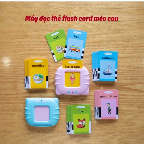 Máy đọc thẻ flashcard song ngữ Anh - Việt 112 thẻ 224 từ vựng + phát nhạc + 3 chế độ đọc thông minh cho bé