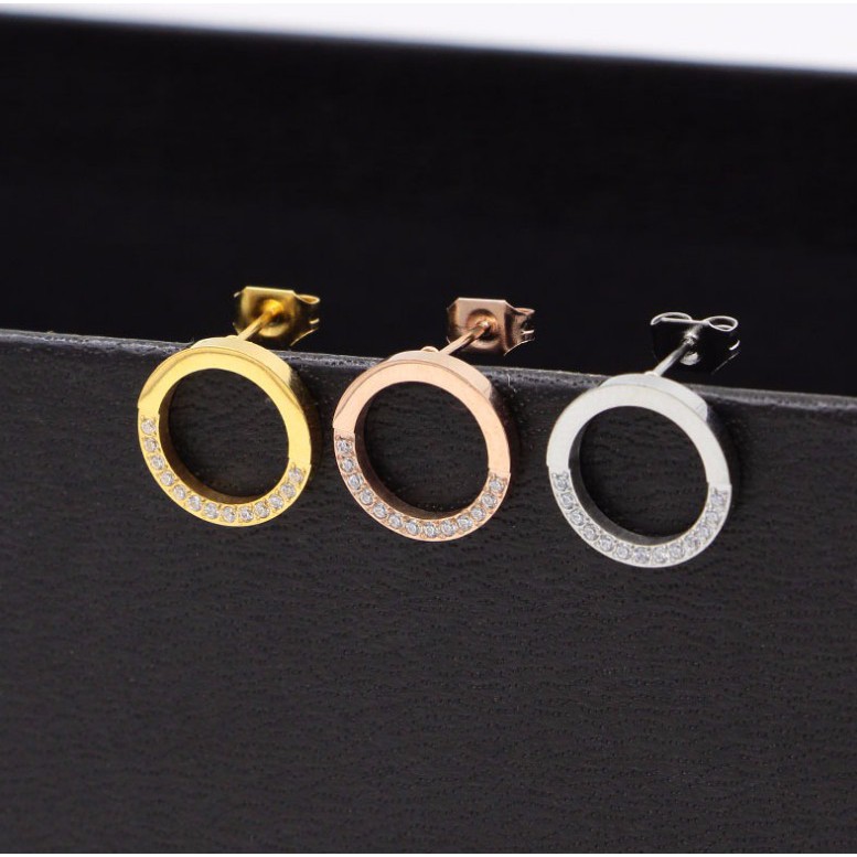 Bông Tai Nữ Hình Tròn Titan Không Đen TT 0894