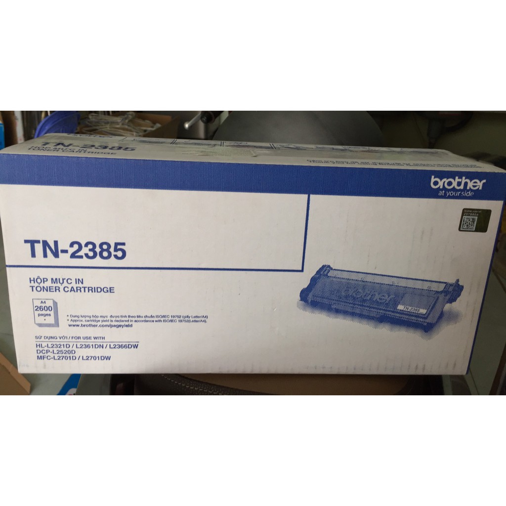 Hộp mực chính hãng Brother TN2385 dùng được cho máy in: BrotherHL-L2321D, HL-L2361DN, HL-2366DW, DCP-2520D, MFC-2701D...