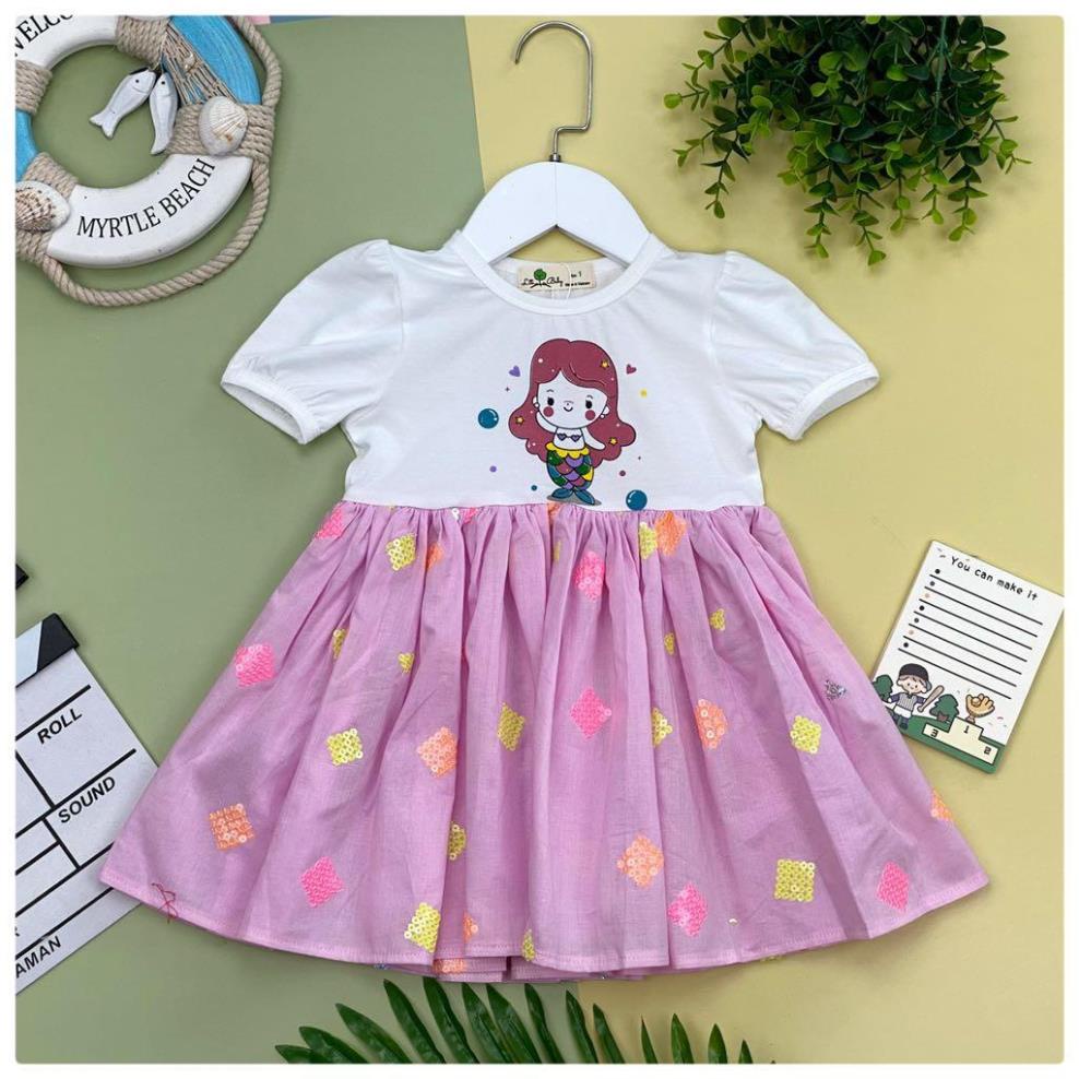 Váy litibaby cho bé gái chất vải cotton phối chân thô 1/5