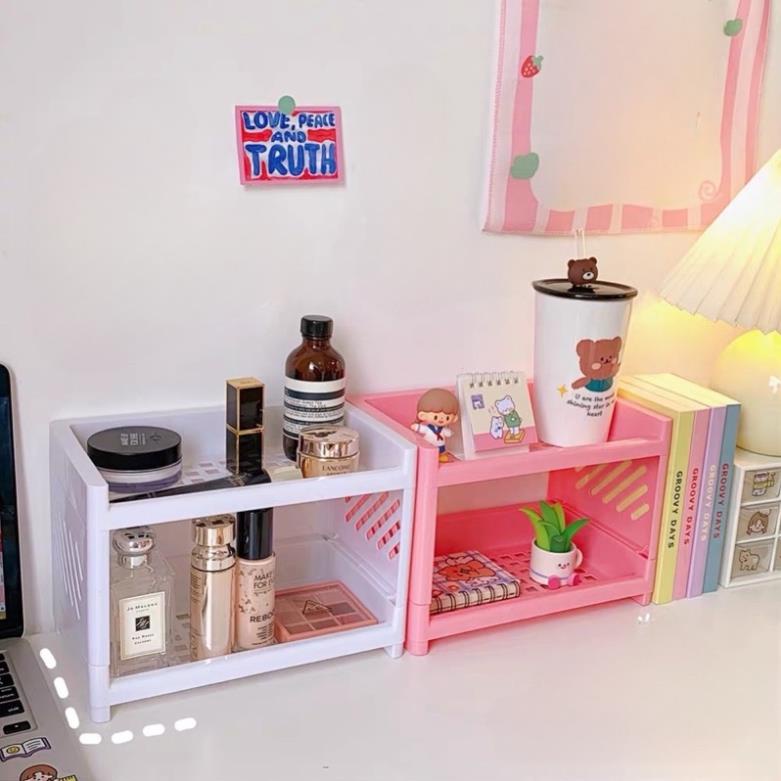 Giá Mini Gấp Gọn, Kệ Nhựa Nhiều Tầng, Phù Hợp Trang Trí Góc Làm Việc Và Bàn Trang Điểm