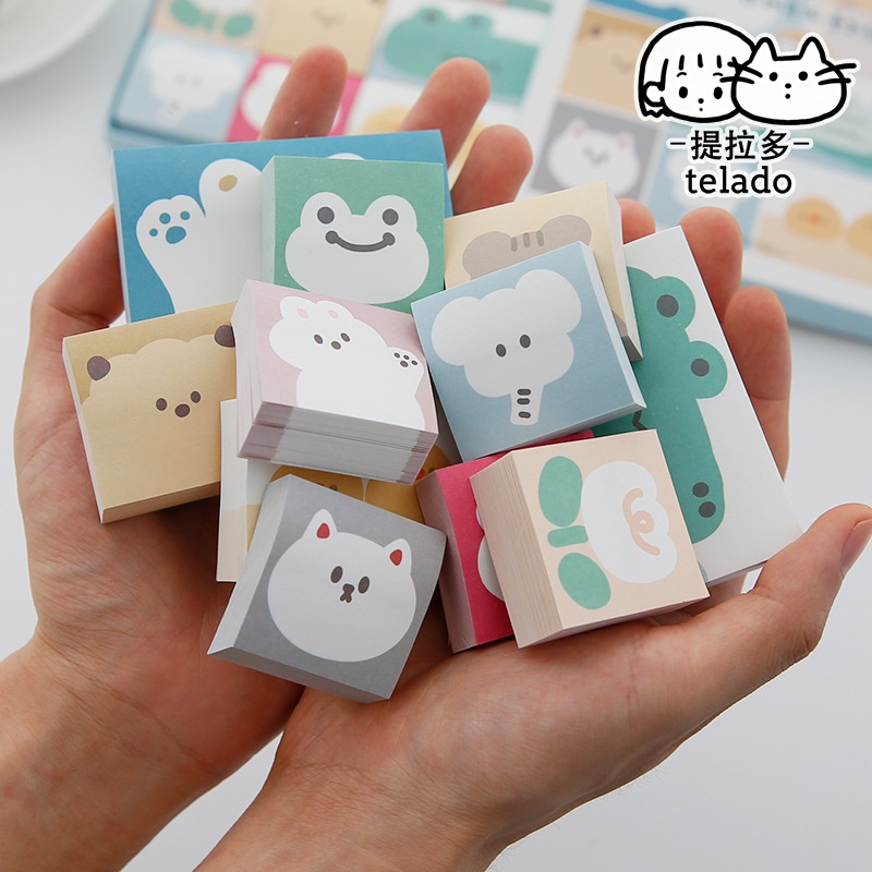 1 Box of 1100 Sheets Telado Sticky Note Gift Box Cute Cartoon Girl and Animal Series Message Notes Note Paper