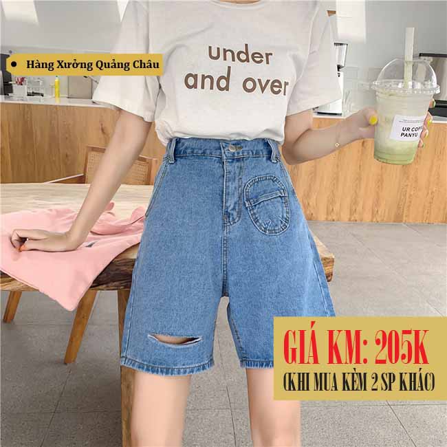 [Có size lớn] Quần shorts jeans nữ Ulzzang Quảng Châu QLJ20 (có size đại)