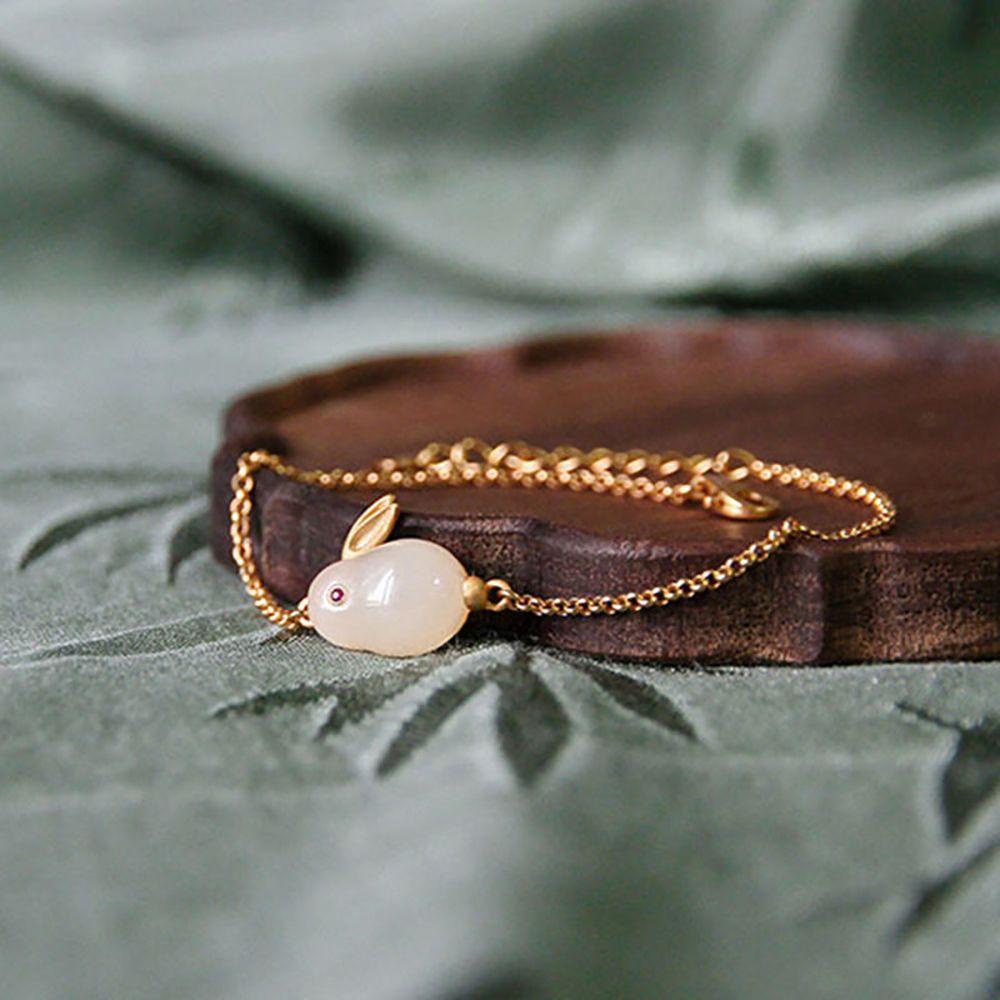 Vòng Tay Ngọc Bích Mặt Hình Thỏ Thời Trang Cho Nữ