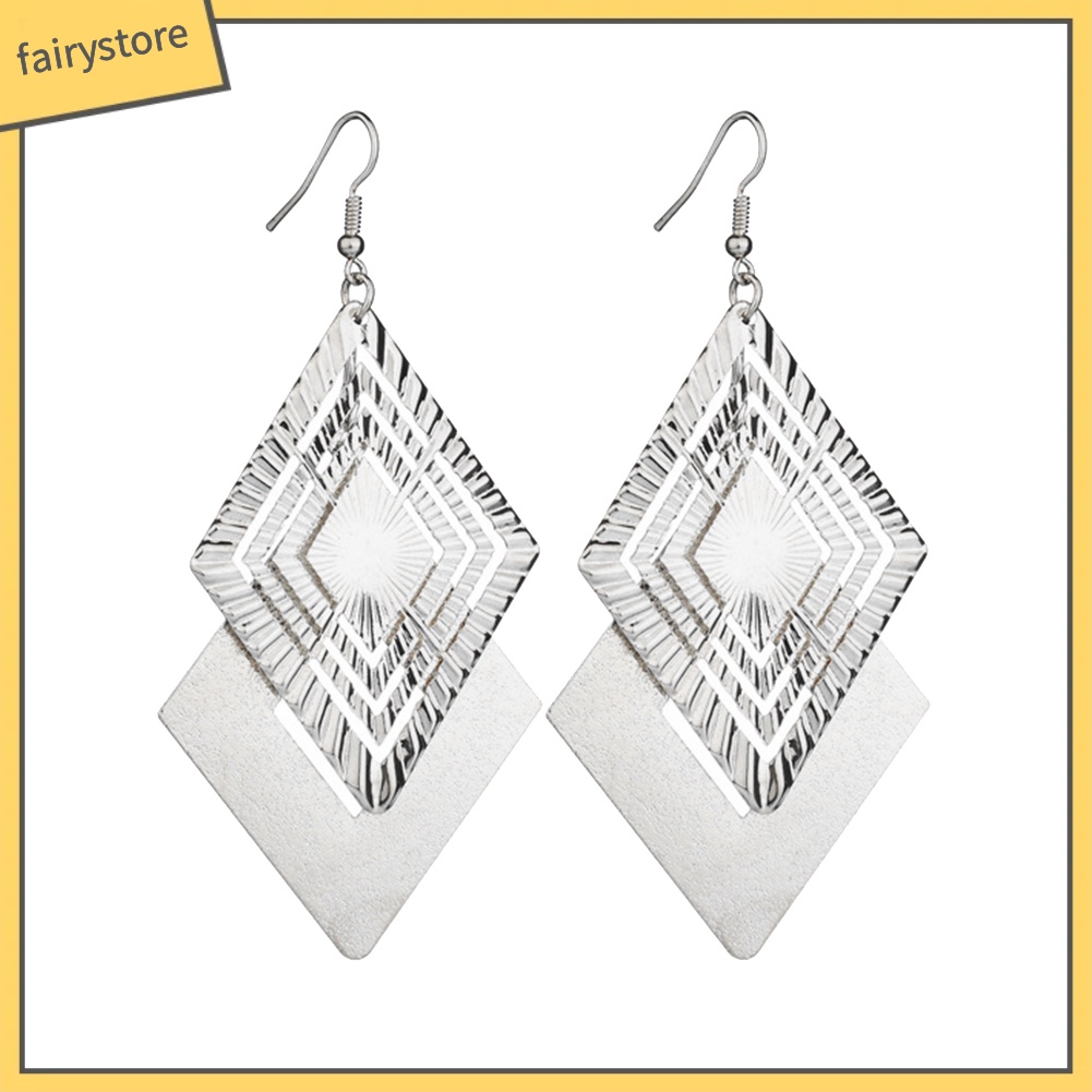 Bông Tai Dáng Dài Thiết Kế Hình Thoi   Lớp Thời Trang