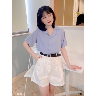 Áo sơ mi cổ vest chất lụa mịn mát cộc tay