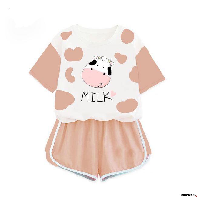 [Freeship toàn quốc] Bộ thun đùi bò sữa MILK MILK cho bé gái