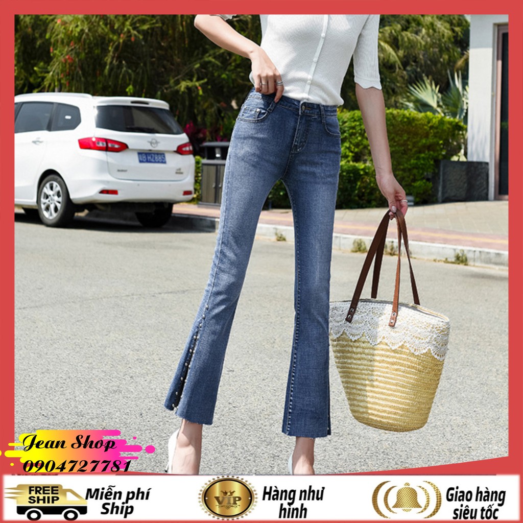 Quần bò nữFREE SHIP Quần jean nữ ống loe hàng Quảng Châu cao cấp giá rẻ-Quần bò nữ cạp cao mẫu mới nhất siêu xinh