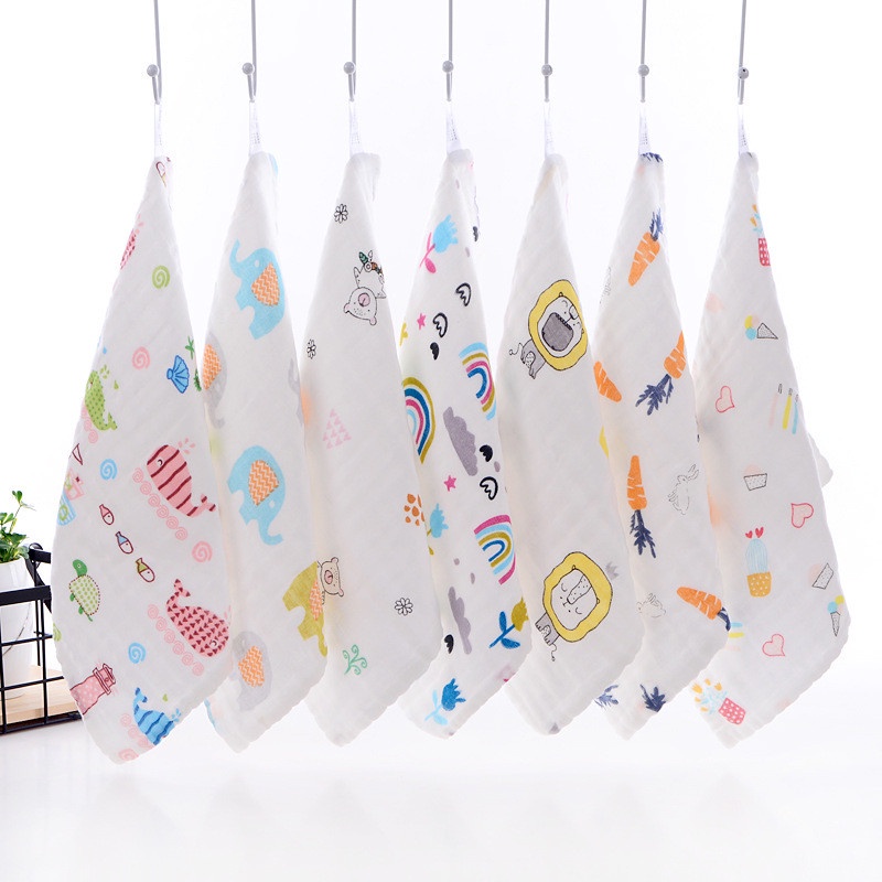 Khăn gạc sữa cho bé Khăn Gạc Cotton Vuông 6 Lớp Mật Độ Cao Mềm Mại Dùng Lau Mặt Em Bé