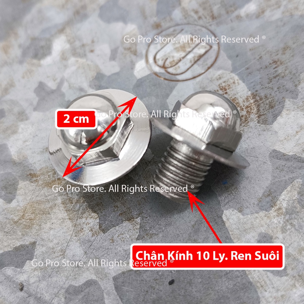 Bộ 02 Ốc Bịt Chân Kính Chiếu Hậu Inox KIỂU DREAM Chân 10 Ly